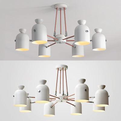 Modern White Metallic Chandelier | Elegant Hanging Lighting For Living Room Or Villa