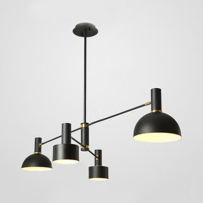 Nordic Style Drum & Dome Chandelier - 4 Bulb Metal Pendant Lighting For Kitchen/Restaurant Black
