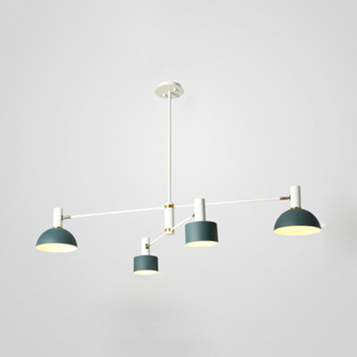 Nordic Style Drum & Dome Chandelier - 4 Bulb Metal Pendant Lighting For Kitchen/Restaurant Green