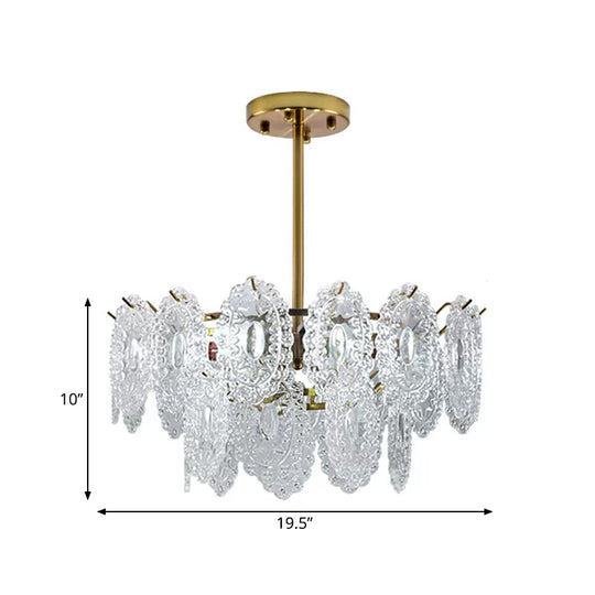 Modern Scalloped Glass Chandelier With Gold Finish - 4/6 Bulbs For Layered Bedroom Lighting