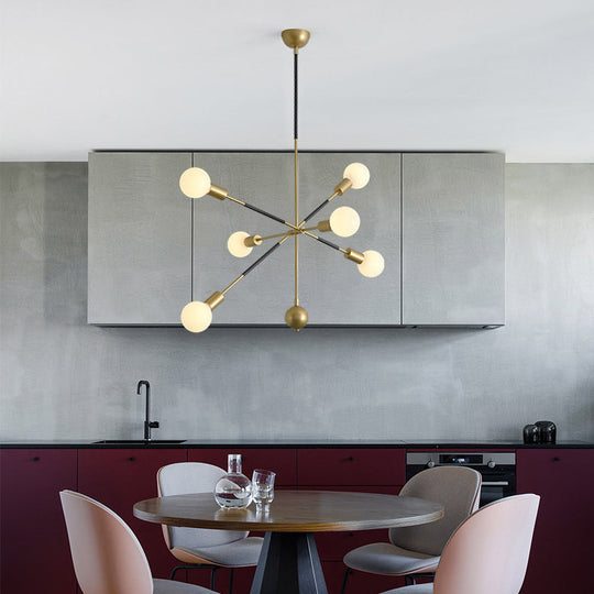 Modern Adjustable Linear Arm Chandelier Light With 6 Lights Ideal For Restaurants