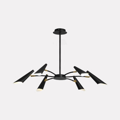 Contemporary Metal Pendant Chandelier - Spider Ceiling Lamp With 6/8 Black/White Lights 6 / Black