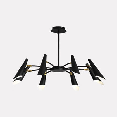 Contemporary Metal Pendant Chandelier - Spider Ceiling Lamp With 6/8 Black/White Lights 8 / Black