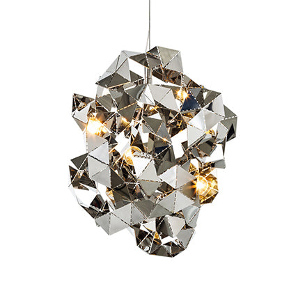 Metal Abstract Triple Light Fixture Ceiling Chandelier In Black/Gold/Silver Silver
