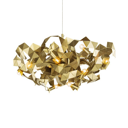 Post Modern Abstract Ceiling Pendant With 6 Aluminum Lights - Black/Gold/Silver Gold