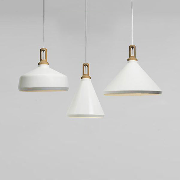 Nordic Hanging Pendant Light with Cone/Barn Metal Shade for Dining Room - 9.5"/14" Wide White Pendant Lighting