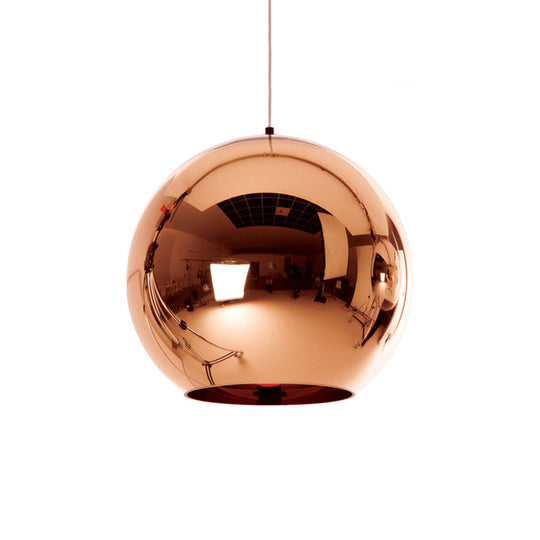 Contemporary Glass Mirror Ball Pendant Light - Chrome/Gold/Rose Gold 6/8/10 Width Hanging Ceiling