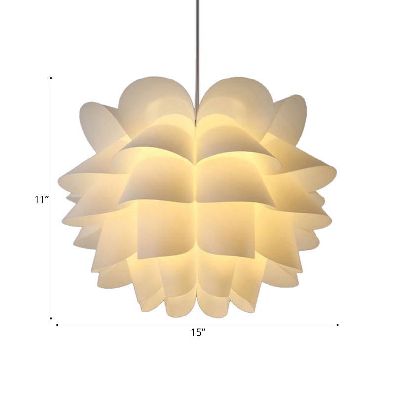 White Lotus Hanging Ceiling Lamp - Modern Acrylic Pendant Light (15"/18"/20.5" Wide)