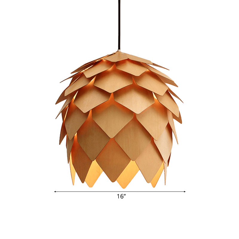 Pinecone Pendant Lighting Lodge Style Wood Adjustable Ceiling Light In Beige - 10/12 Width 1 Perfect
