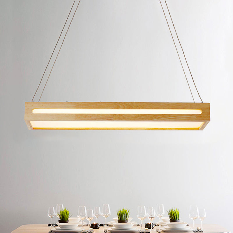 23.5 Modern Wooden Led Pendant Light - 1-Light Beige Ceiling Lamp With Diffuser In