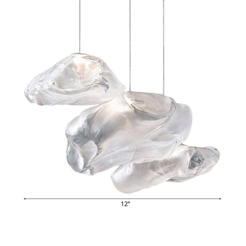 Contemporary Cloud Shape Pendant | Clear Frosted Glass | 3-Light White LED Fixture