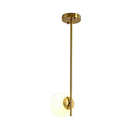 Modern White Glass Pendant Light With Gold Ceiling Mounting Fixture