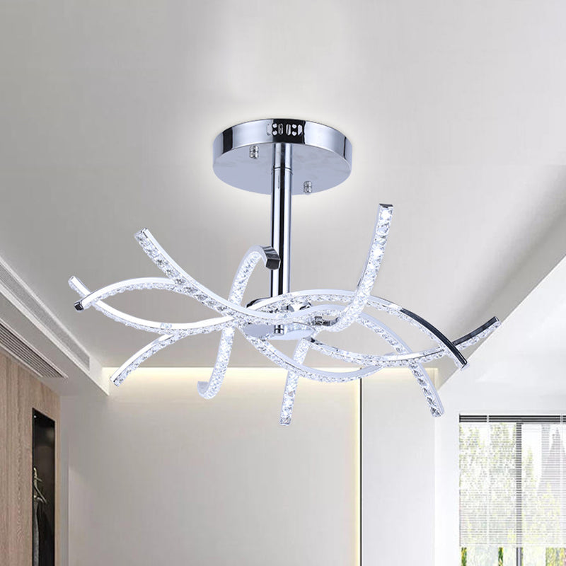 Contemporary Chrome LED Crystal Chandelier Pendant Light for Bedrooms