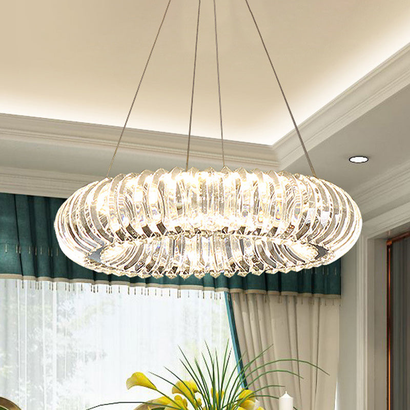 Minimalist Led Crystal Donut Pendant Light Fixture For Dining Room Chandelier Clear