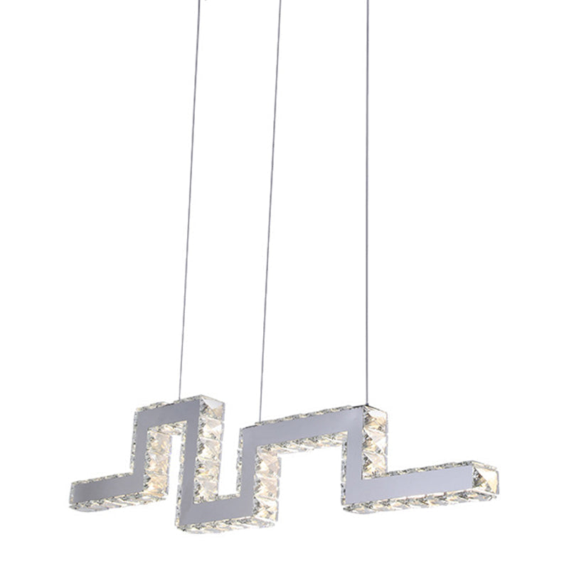 Minimalist Crystal-Encrusted Led Island Lamp Pendant - Stainless Steel