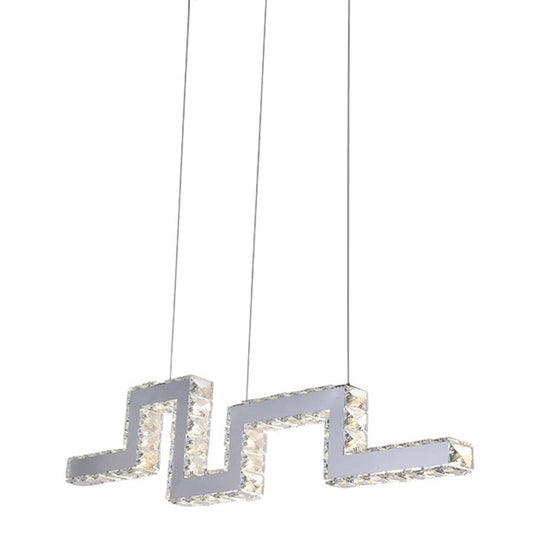 Minimalist Crystal-Encrusted Led Island Lamp Pendant - Stainless Steel