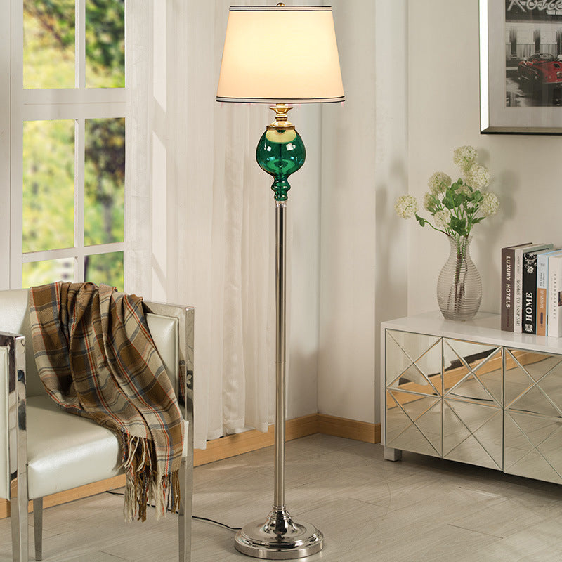 Traditional Style Conical Shade Floor Lamp With Fabric