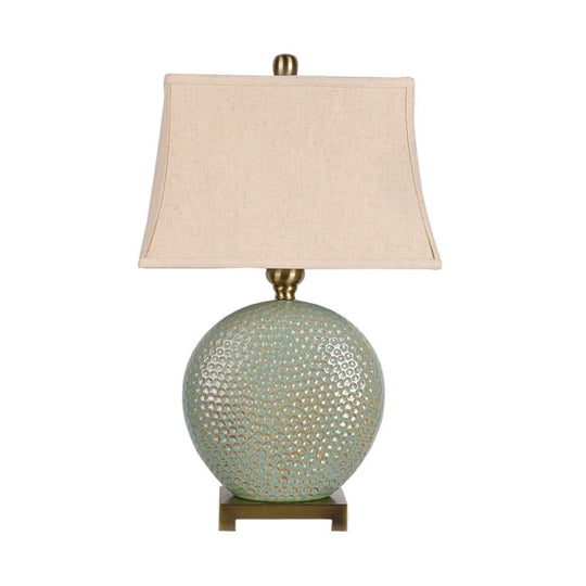 Vintage Style Flared Desk Light - Green Fabric Nightstand Lamp For Bedside