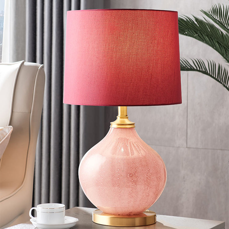 Ginevra - Pink Drum Fabric Shade Table Light