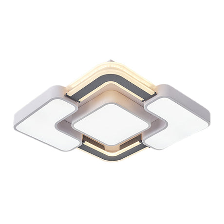Contemporary Led Rhombus Metal Flush Mount Ceiling Lamp For Bedroom - Black-White Design