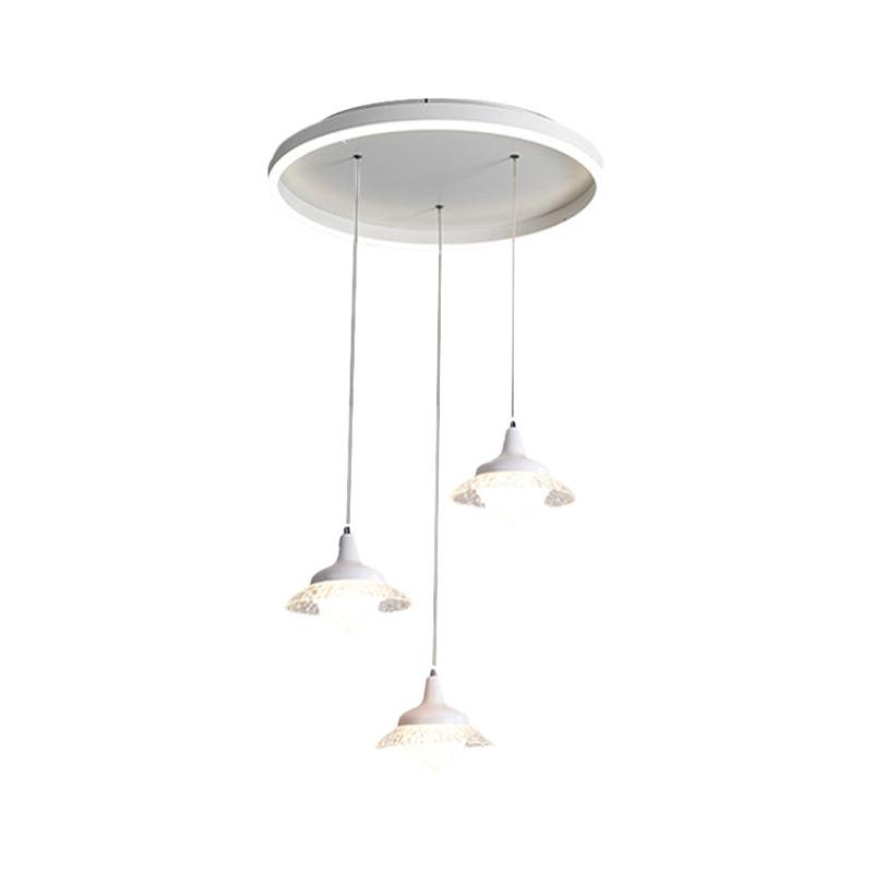 White Urn Multi-Pendant LED Ceiling Fixture, Modernistic Design, 3 Lights, White/Warm Light
