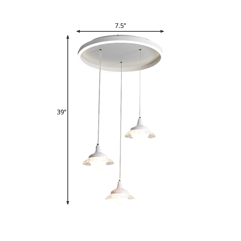 White Urn Multi-Pendant LED Ceiling Fixture, Modernistic Design, 3 Lights, White/Warm Light