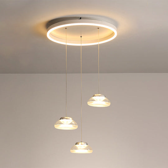 Modern Acrylic Multi Ceiling Light With 3 Led Pendant Heads - White/Warm White /