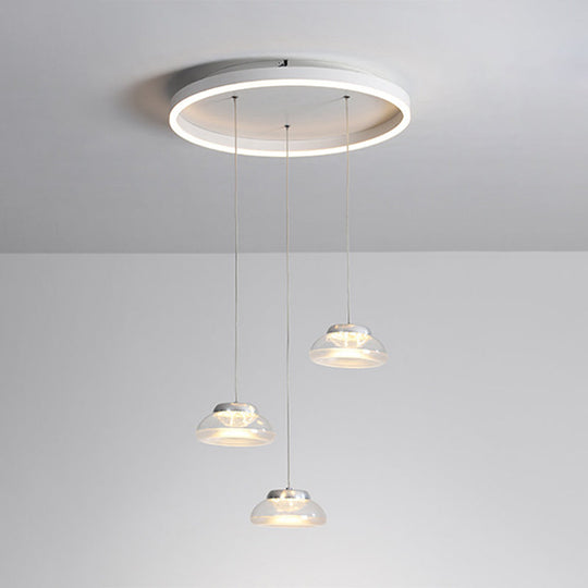 Modern Acrylic Oval Pendant Light - 3-Light Led Suspension Lamp In White/Warm White /