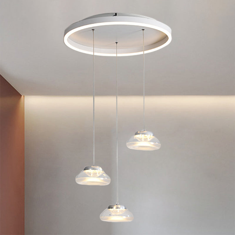 Modern Acrylic Oval Pendant Light - 3-Light Led Suspension Lamp In White/Warm