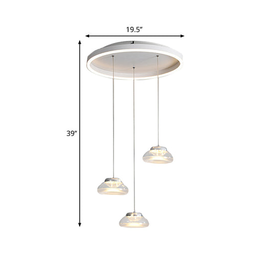 Modern Acrylic Oval Cluster Pendant Light - 3-Light LED Suspension Lamp in White/Warm Light