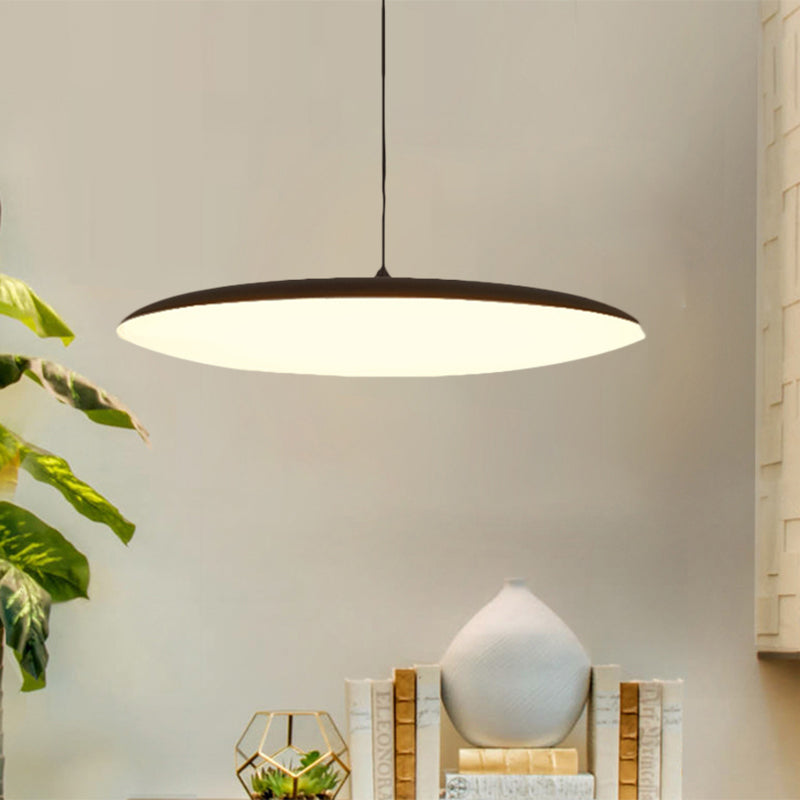 Sleek Led Bedroom Hanging Light Kit With Stylish White/Black Finish Pendant Lamp. Featuring Round