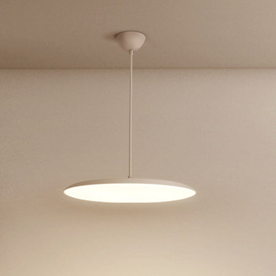 LED Bedroom Hanging Pendant Light Kit - Simple White/Black Finish with Acrylic Shade in White/Warm Light