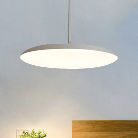 Sleek Led Bedroom Hanging Light Kit With Stylish White/Black Finish Pendant Lamp. Featuring Round