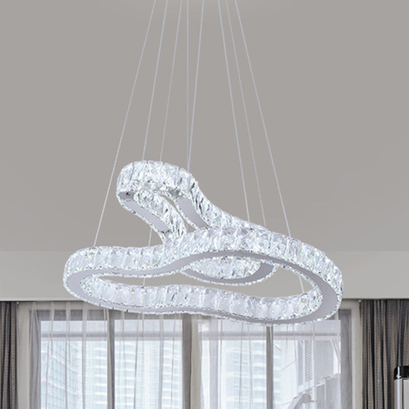 Modernist Led Suspension Chandelier: Crystal Stainless Steel Double Gourd-Shape Ceiling Lamp