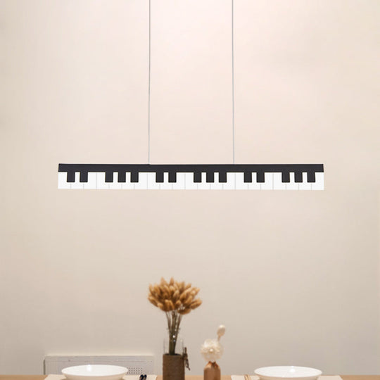 Modern Acrylic Piano Key Chandelier Lamp Fixture Kids Led Ceiling Light - White/Black White/Warm