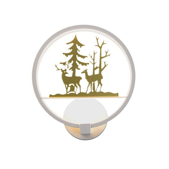 Nordic Style Led Acrylic Wall Light With Elk And Tree Design For Bedroom Décor