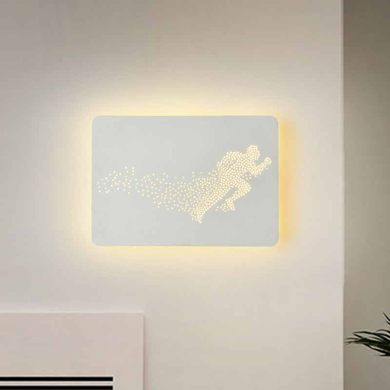 Minimalist Led Wall Lamp With Running Man Pattern White