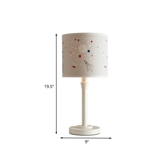 Cartoon Patterned Fabric Table Lamp For Study Room Reading Book And White