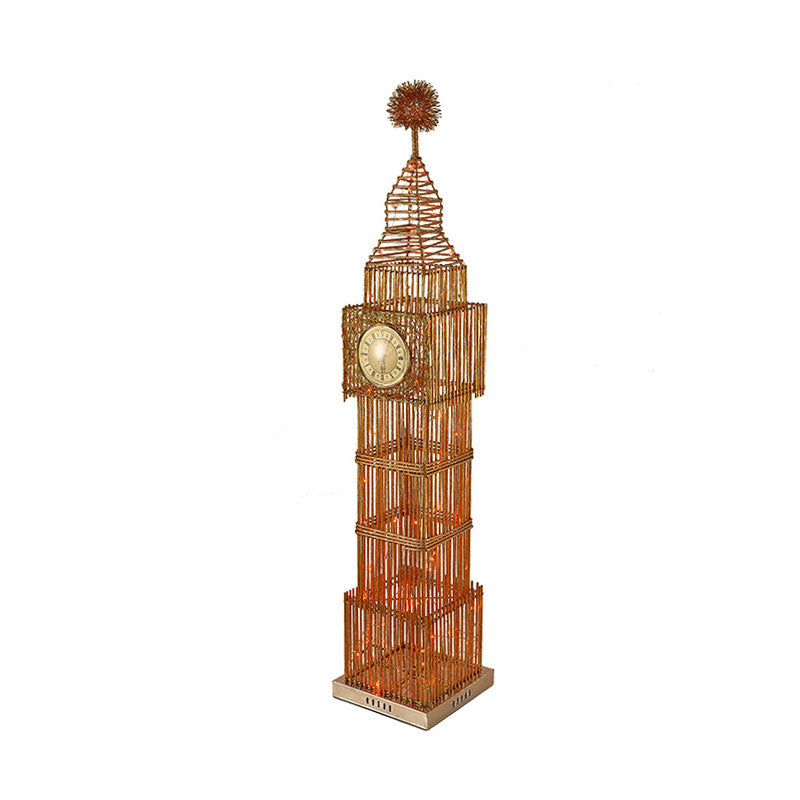 Led Standing Floor Light - Traditional Clock Tower Aluminum Lamp In Silver/Gold For Living Room