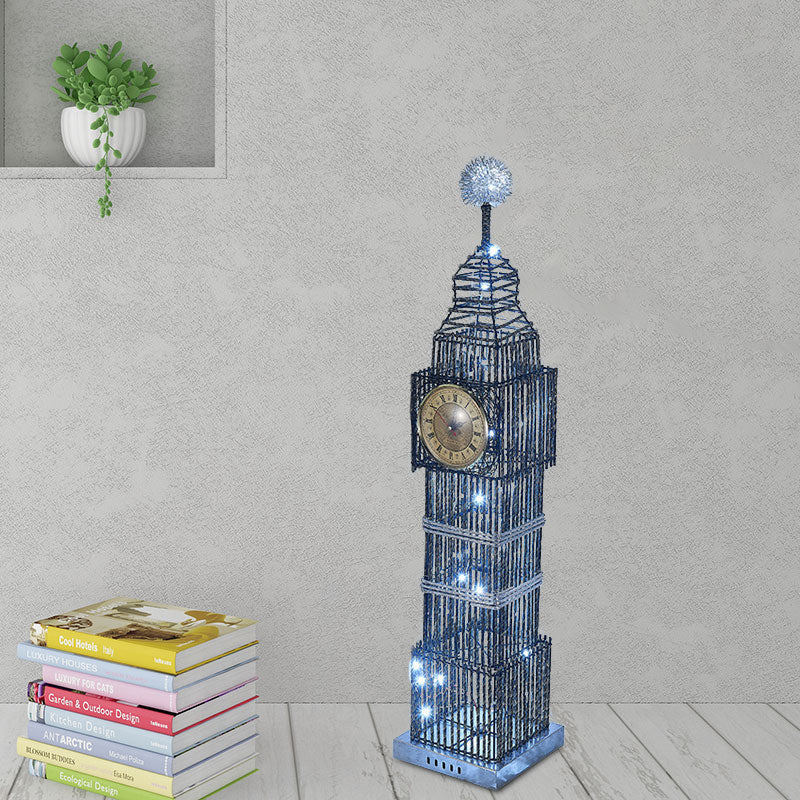 Led Standing Floor Light - Traditional Clock Tower Aluminum Lamp In Silver/Gold For Living Room