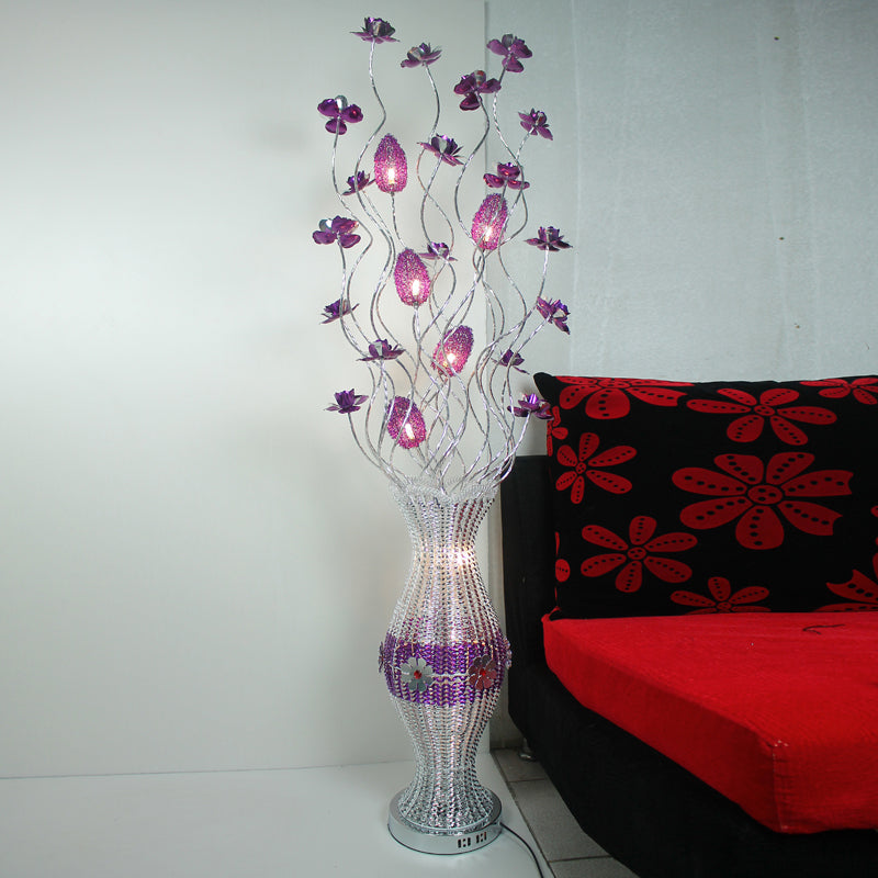 Swing Line Led Reading Floor Light - Aluminum Vase Shape Bloom Standing Lamp For Living Room Art