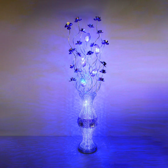 Swing Line Led Reading Floor Light - Aluminum Vase Shape Bloom Standing Lamp For Living Room Art