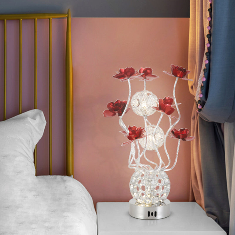 Metal Sphere Led Bedside Lamp - Modern Desk Lighting Decor Purple/Red Colors Warm/White Light