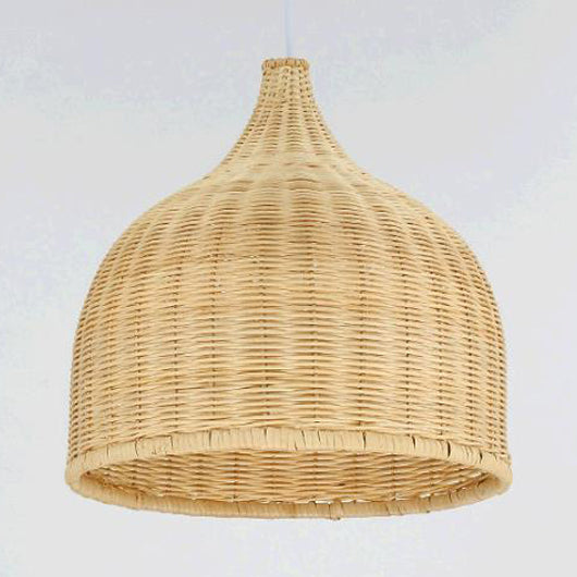 Bamboo Domed Farmhouse Pendant Lamp: Hand-Knitted Beige - 1 Light