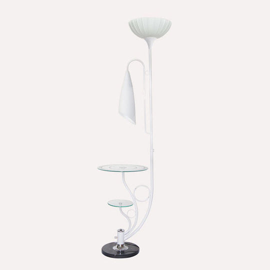 Beveled Crystal Tree Floor Lamp - Floral 2-Head Design Black/White Rural Style