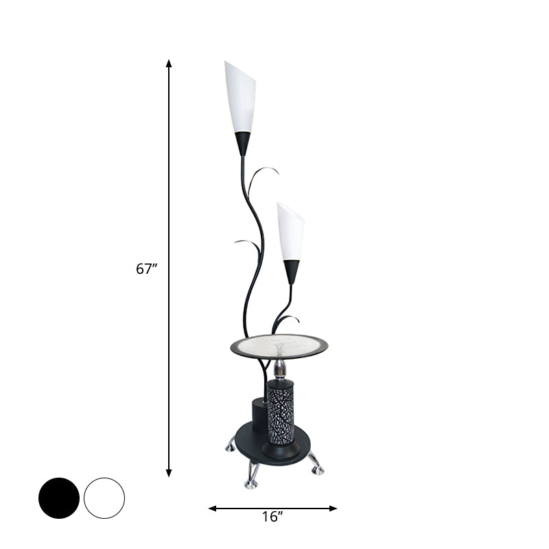 Rustic Branch Shaped Standing Lamp - 2 Bulbs Metallic Finish White/Black Guest Room Floor Light