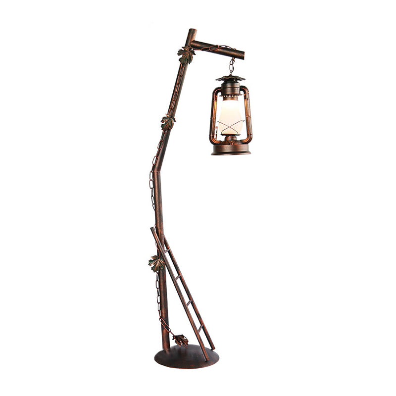 Classic Style Copper Crystal Floor Reading Lamp - Oil Shaped Standing Light 1-Light