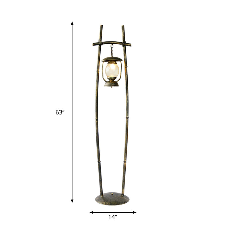 Retro Metallic Bronze Floor Lamp With Oil Light Accent - 1-Bulb Reading