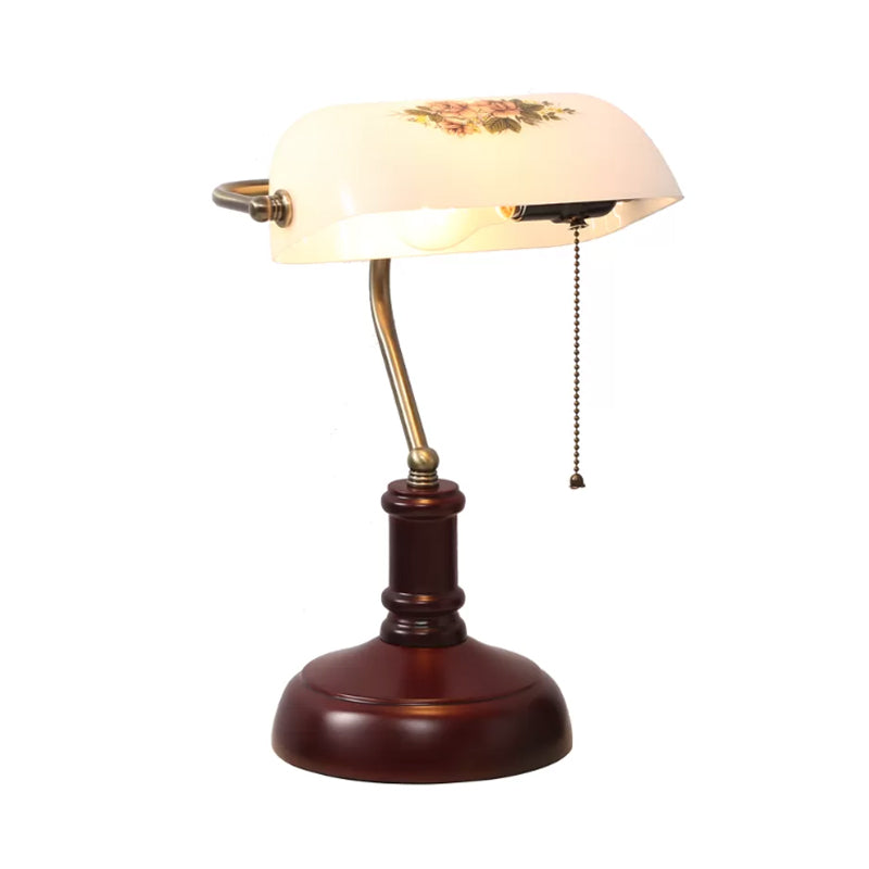 Vintage Crystal 1-Light Table Lamp In Red Brown - Bedside Nightstand