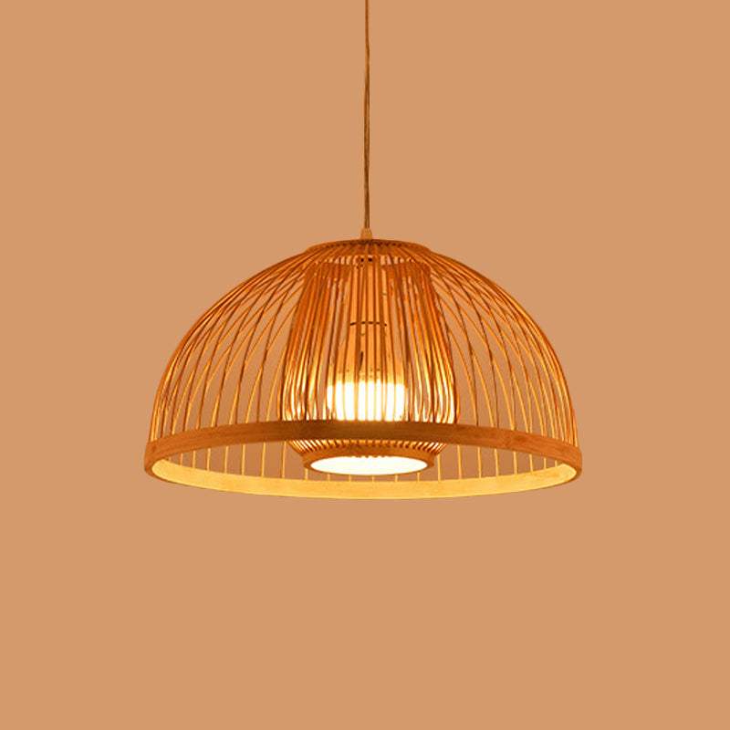 Asian Style Hanging Bamboo Pendant Lamp Single Bulb 16/18 Diameter - Perfect For Dining Table